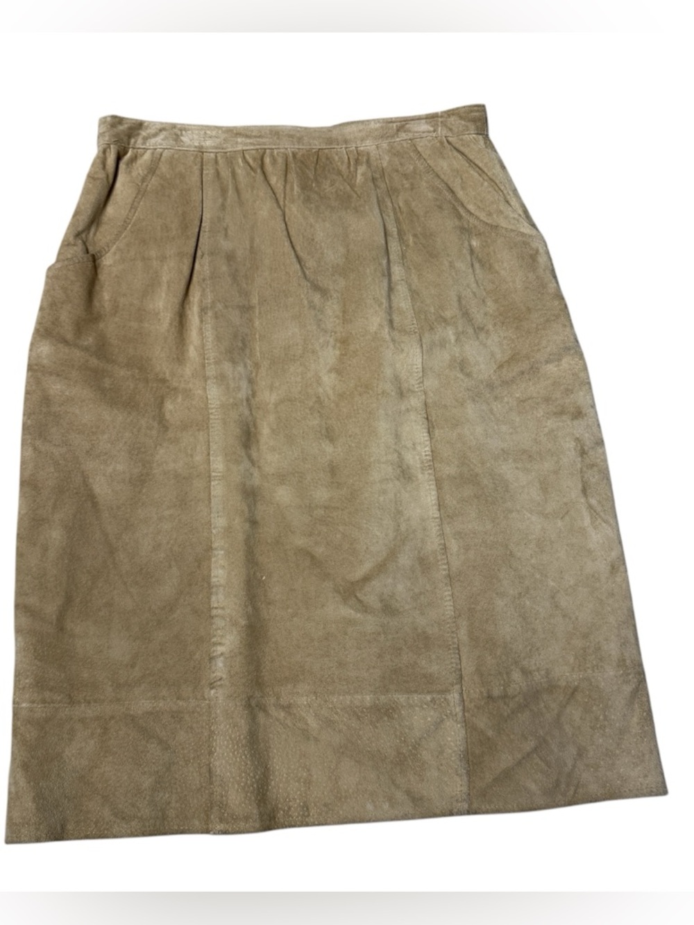 Vintage Suede skirt genuine leather a-line pencil skirt by La Vogue